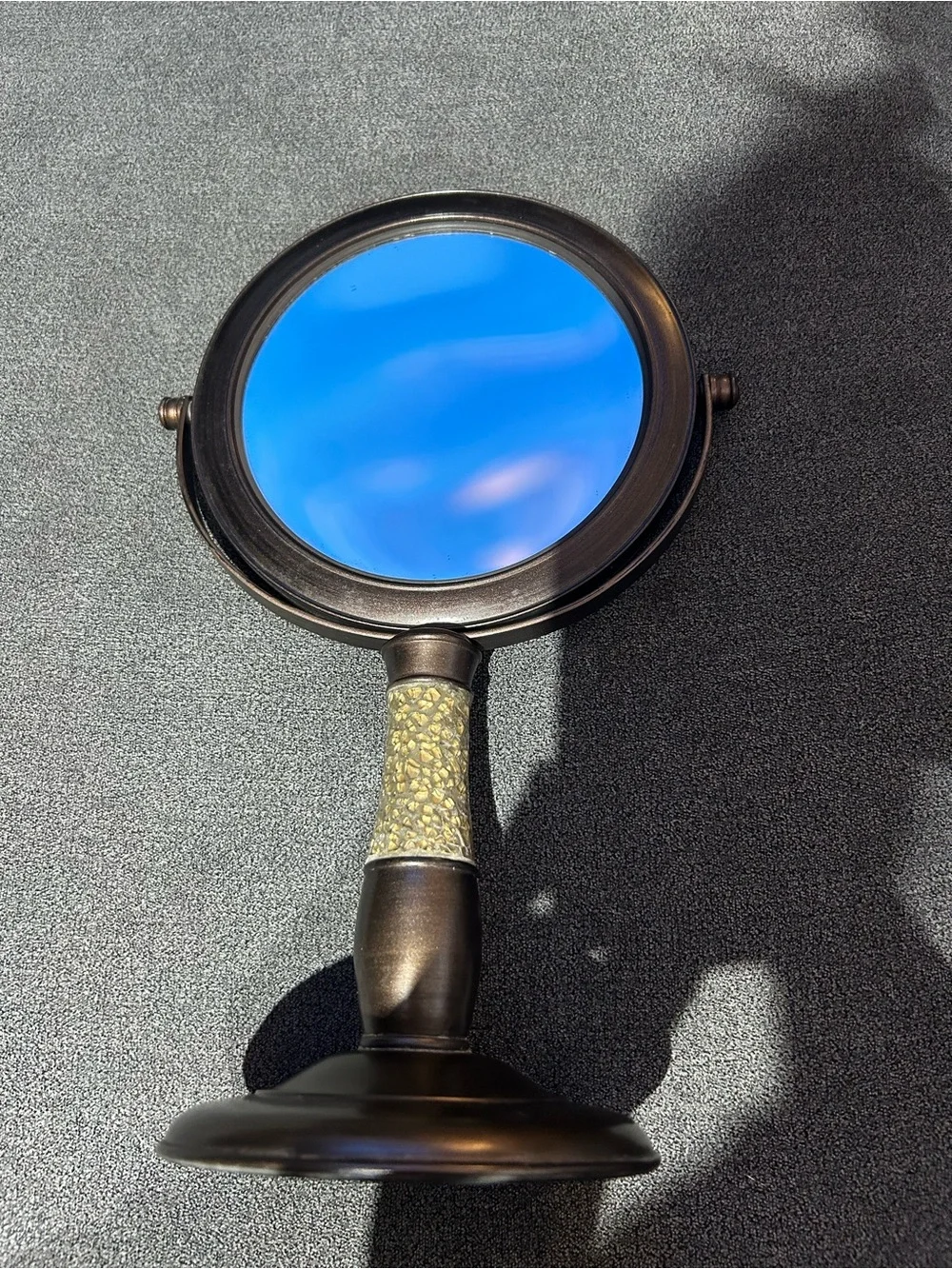 Decorative Vintage Bronze Finish Vanity Mirror with Crystal Accent - Bronze